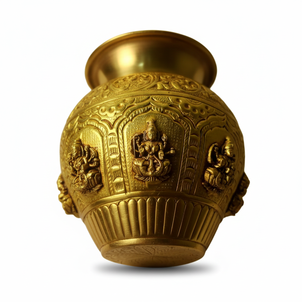 brass ashtalakshmi kalasham h 6" w 17" for pooja and home decor (466g) brass ashtalakshmi kalasham h 6" w 17" for pooja and home decor (466g)