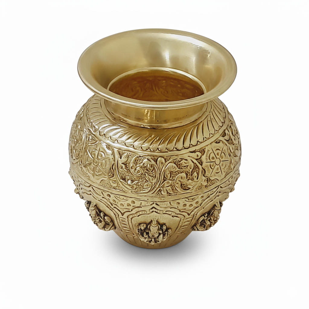 brass ashtalakshmi kalasham h 6" w 17" for pooja and home decor (466g) brass ashtalakshmi kalasham h 6" w 17" for pooja and home decor (466g)