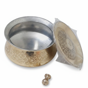 hand engraved brass serving bowl with lid – vintage style