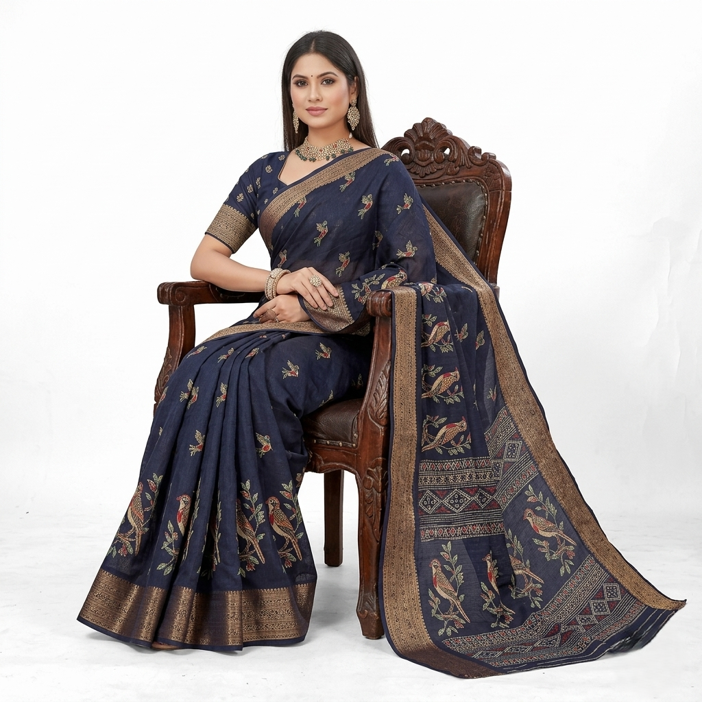 midnight navy blue fancy saree