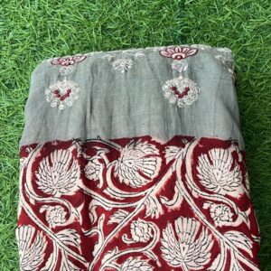 premium kalamkari printed silk saree with traditional elephant motifs and hand woven zari border