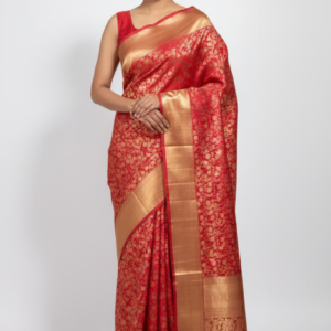 royal crimson red dharmavaram pattu silk saree with rich gold zari brocade &border – traditional south indian bridal silk saree