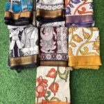 traditional kalamkari semi silk saree with elegant animal motifs and rich gold zari border