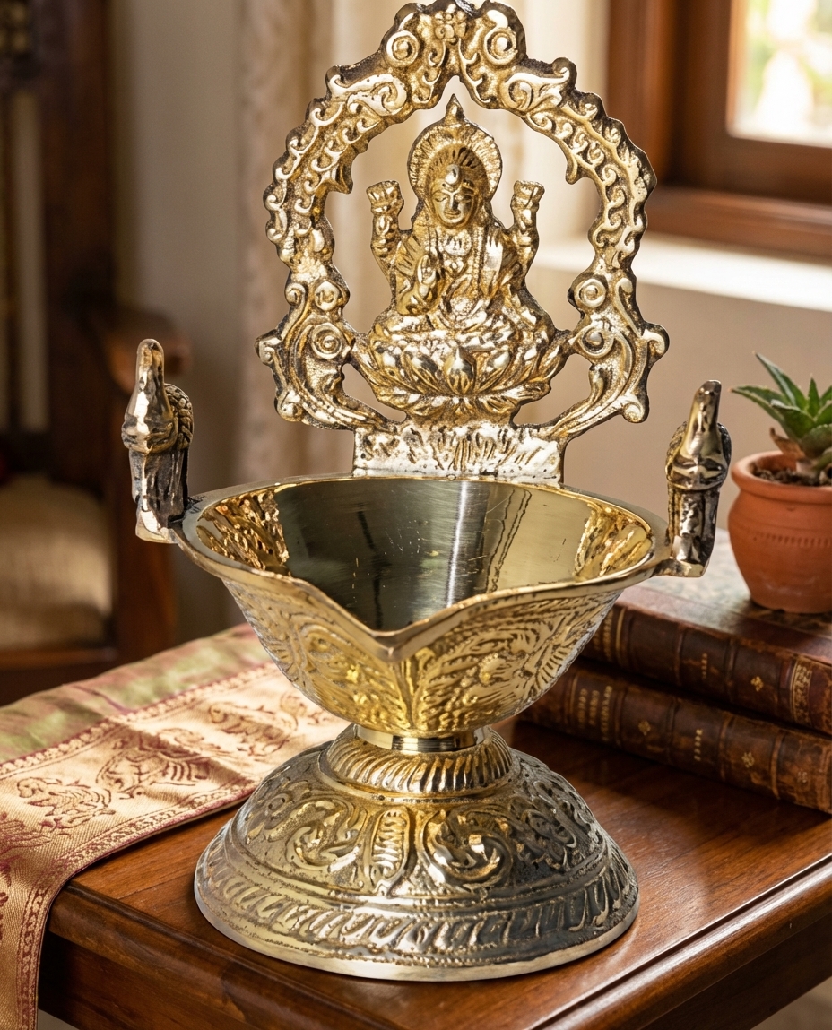 elegant brass lakshmi deepam oil lamp