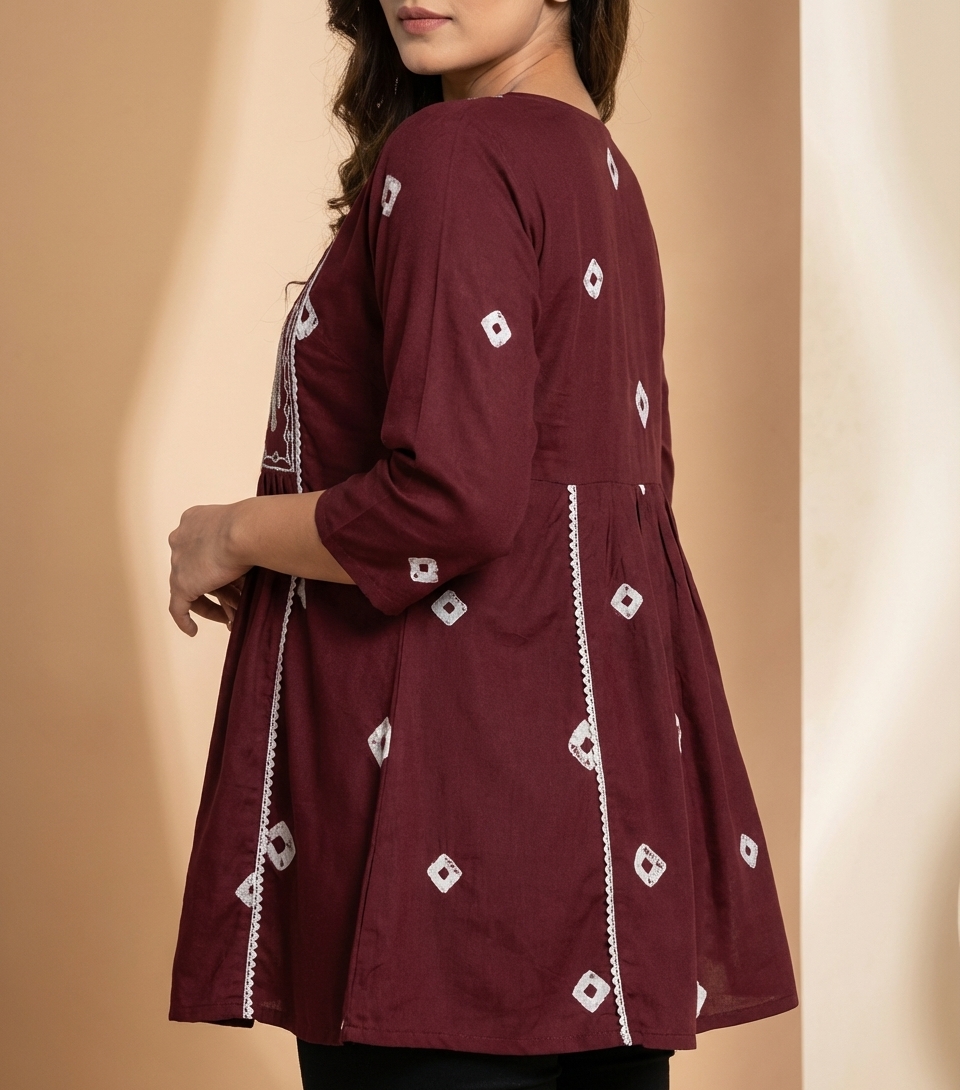 elegant elephant embroidery cotton kurti