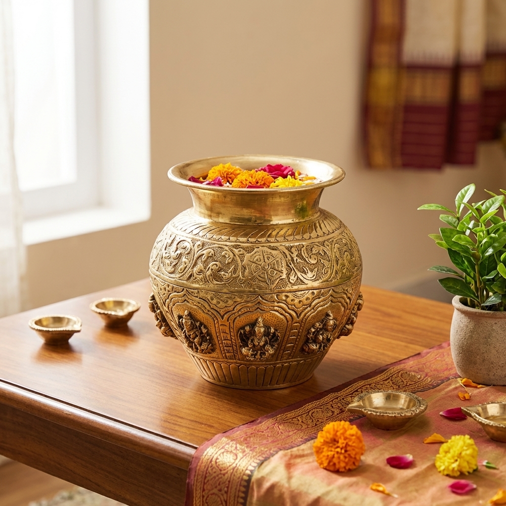 exquisite brass 3d kalash