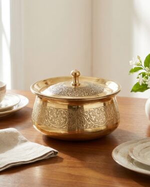 exquisite brass bowl with ornate lid