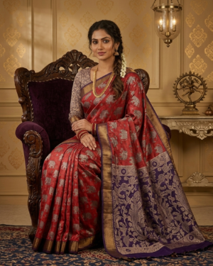 Royal Crimson Red Kalamkari Silk Saree