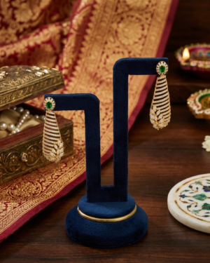 Emerald and Gold Curved Earrings