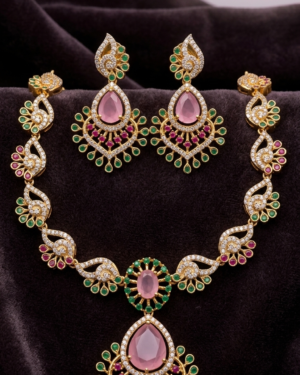 Peacock Motif Gold-Plated Necklace Set
