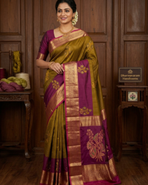 Dharmavaram Semi Silk Saree with Floral Buttas