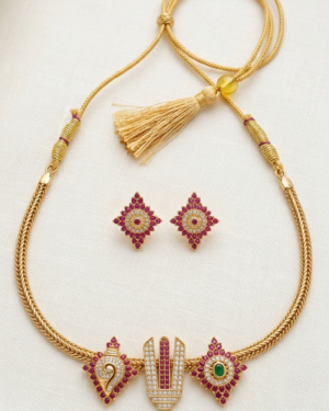 Shankh Chakra Namam Gold-Plated Necklace Set