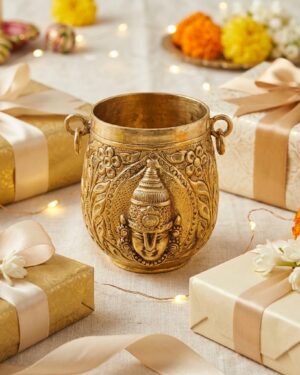 ornate brass 3d gangalam with divine motifs – an exquisite artifact