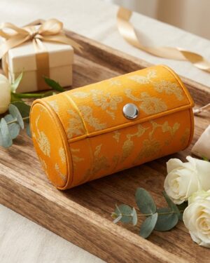 exquisite floral motif bangle holder in vibrant tangerine