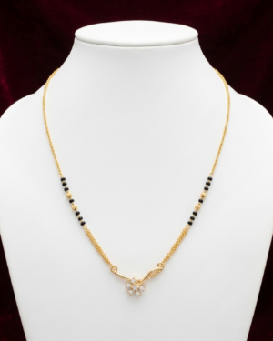 CZ Matt Black Beads with White Stones Pendant