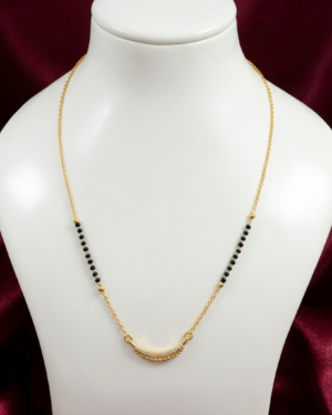 CZ Matt Gold Plated Black Beads Chain