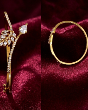 cz matt white stones bracelet with gold plated