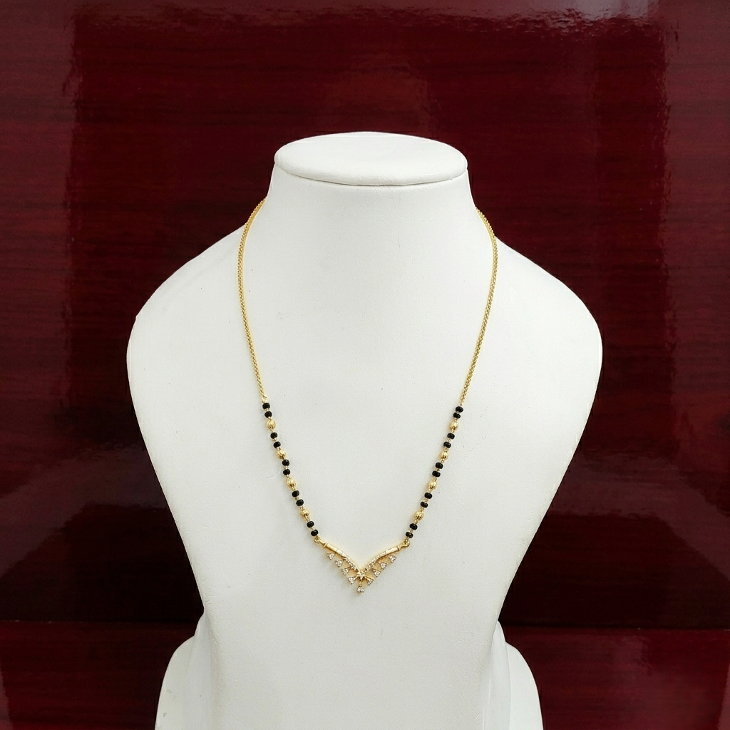 CZ matt Black beads Chain with Gold Plated