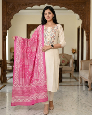 Cotton 3pcs set with Elegant Duppatta
