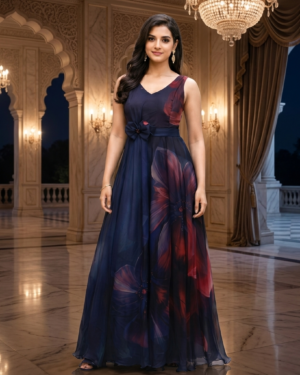 Elegant floral chiffon gown