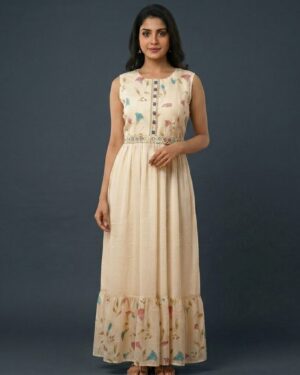 Elegant long frockwith Embroidery work