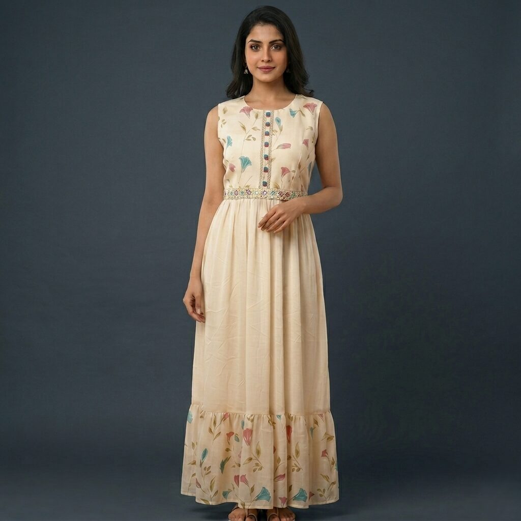 Elegant long frockwith Embroidery work