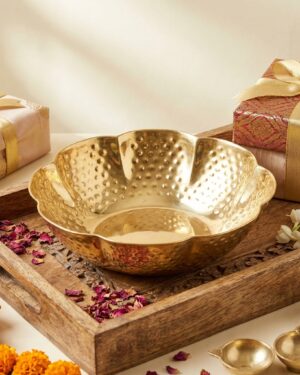 elegant brass floral motif basket perfect for gifting