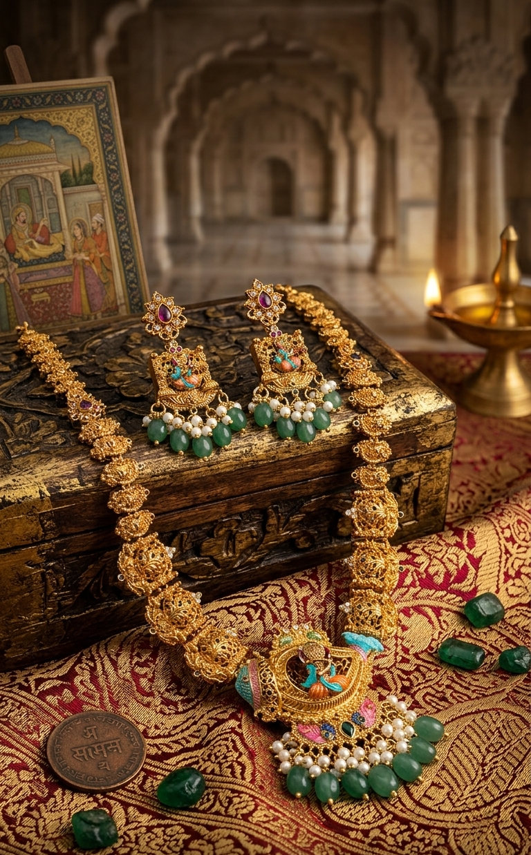 Krishna Pendant Necklace Set with Earrings