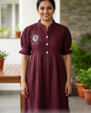 Marroon Knee Length Kurthi