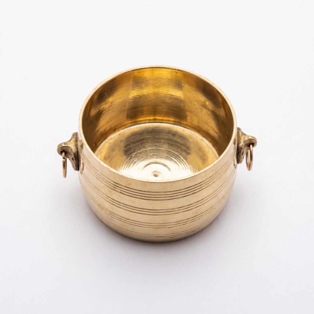 exquisite brass prasadam bowl with elegant handle