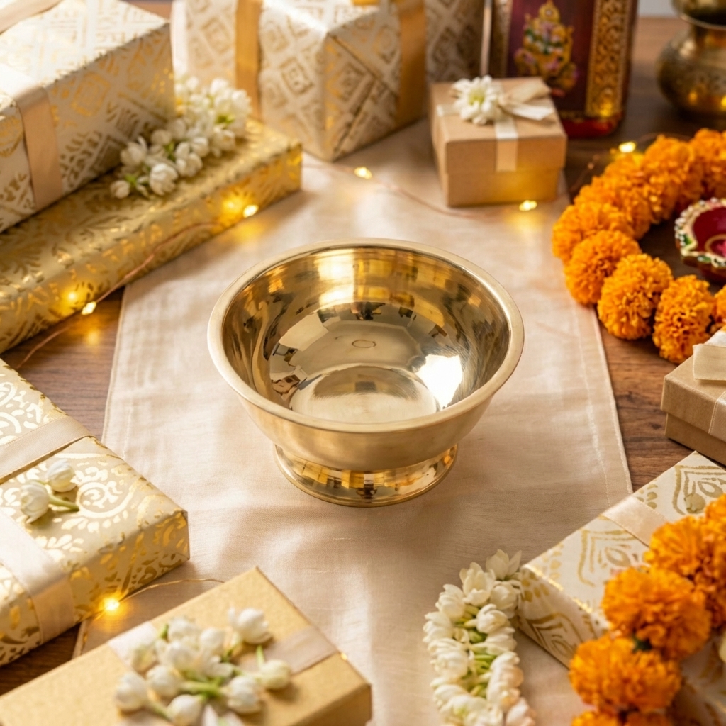 Elegant Brass Prasadam Bowl