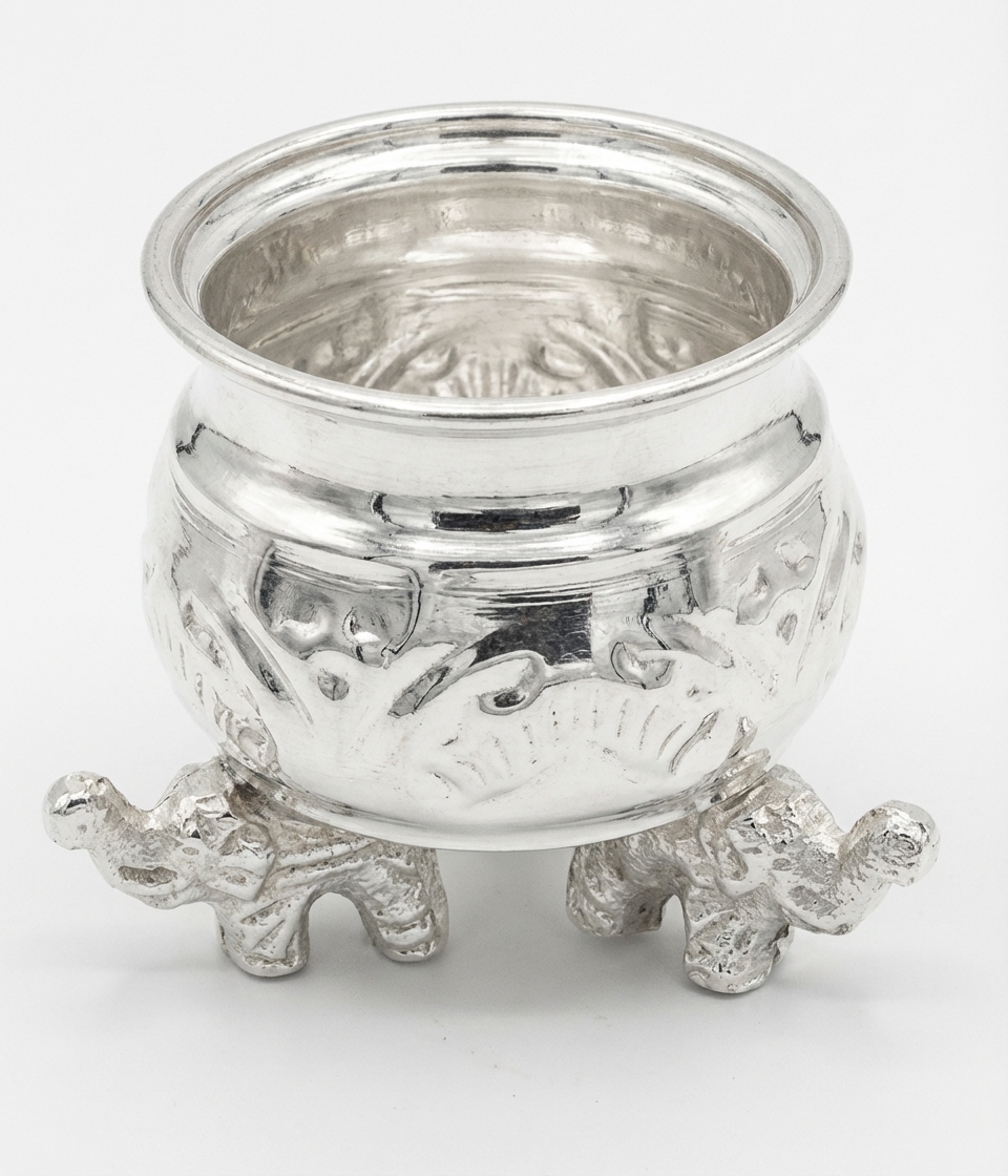 exquisite german silver urli with elephant motifs