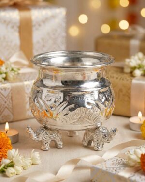 exquisite german silver urli with elephant motifs