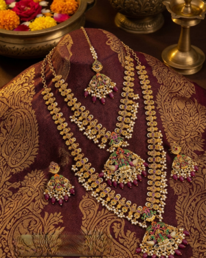 Premium Matte Finish CZ Antique Jewellery Set