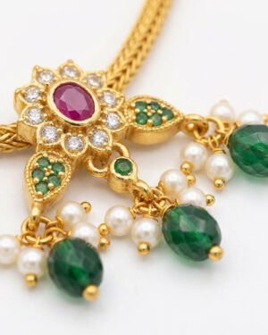 elegant gold plated multi strand necklace with cz accents