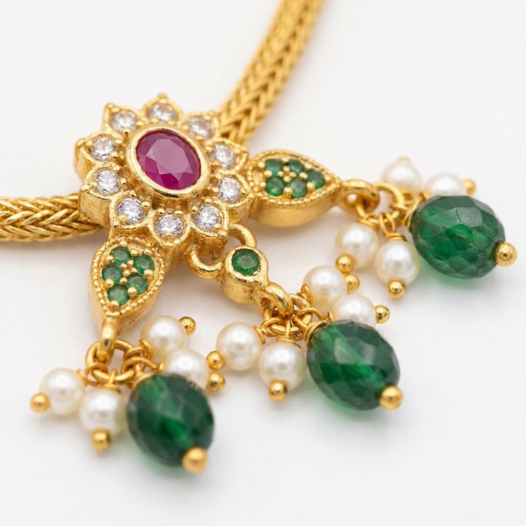 elegant gold plated multi strand necklace with cz accents