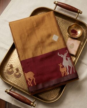 Breathtaking Mustard Silk Saree with Maroon Border