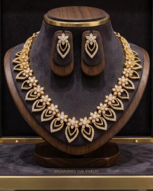 CZ Stones with Floral Leaf Design