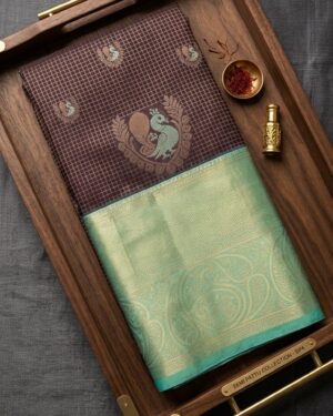 Deep plum purple Semi Pattu Saree