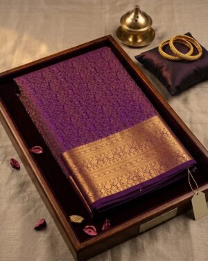 Exquisite Royal Purple Dharmavaram Semi Silk Saree