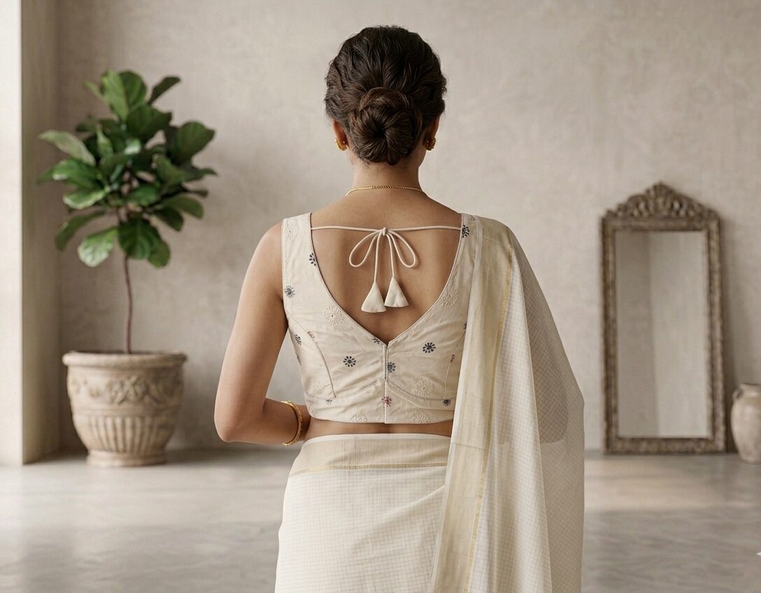 Elegant Embroidered Half Cotton Readymade Blouse for Saree - Image 3