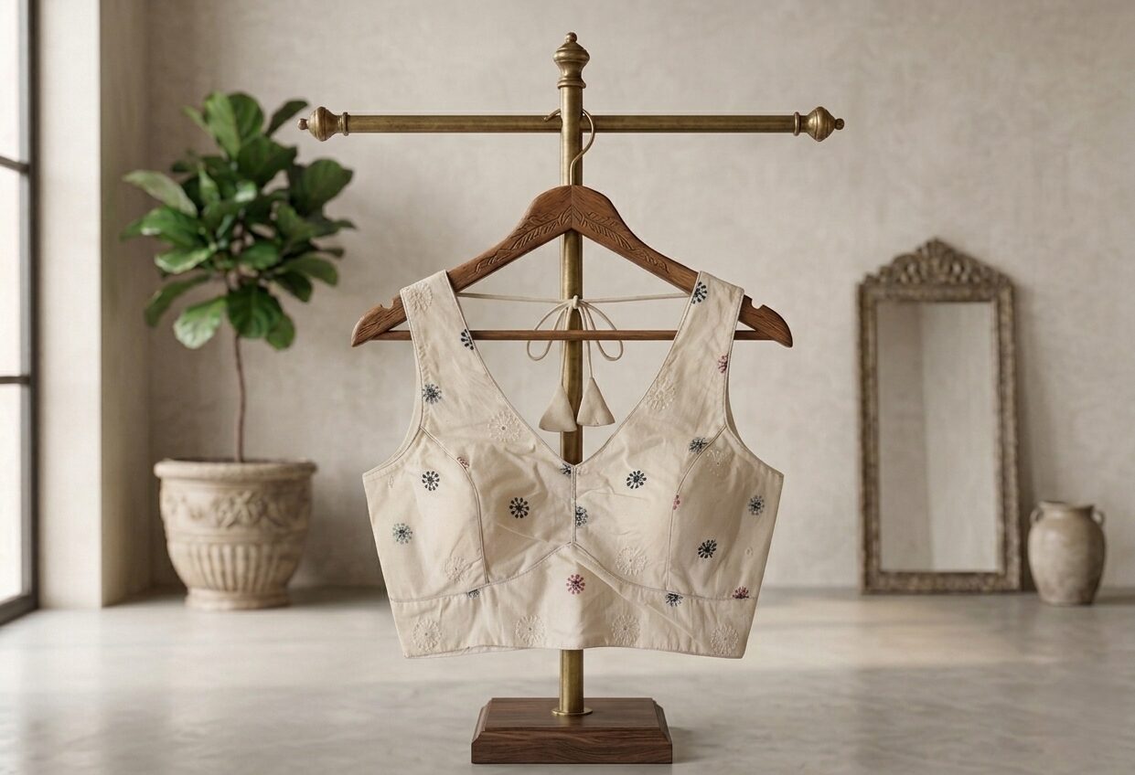 Elegant Embroidered Half Cotton Readymade Blouse