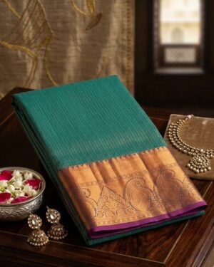 Premium Teal Brocade Saree