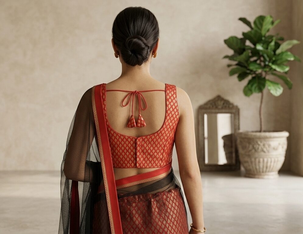 Exquisite Red Banarasi Silk Readymade Blouse for Saree