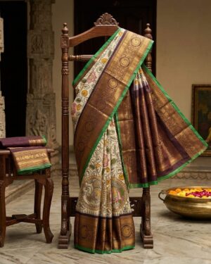 Royal Hand-Loomed Gadwal Silk Saree with Rich Zari Border
