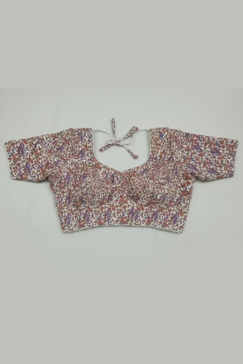 Elegant Kalamkari Stretchable Blouse for Timeless Saree Styling