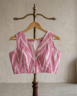 Elegant Pink Ikkat Blouse – A Timeless Statement Piece
