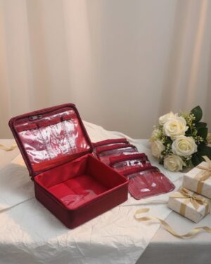 Elegant Embroidered Jewelry Organizer with Transparent Separators