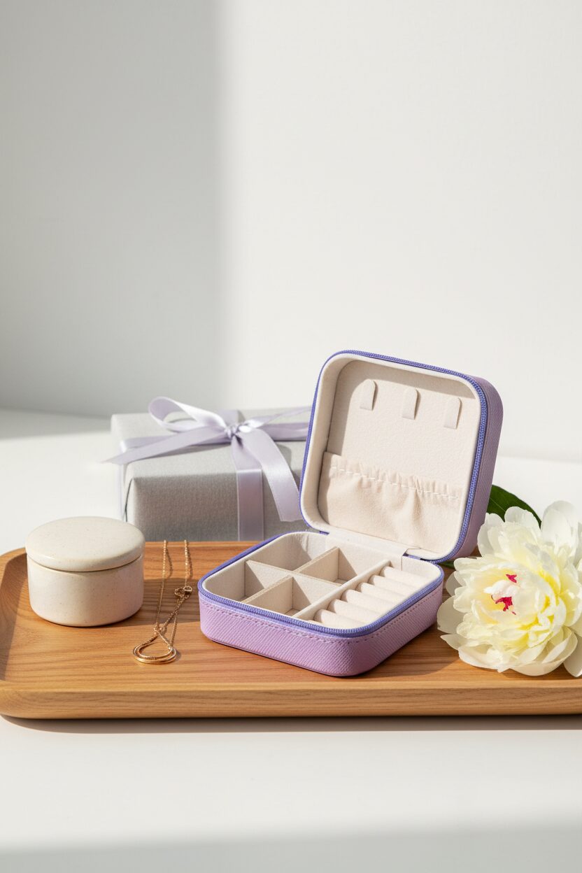 Elegant Lavender Jewelry Travel Organizer Box