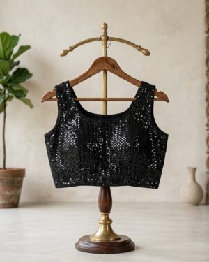 Elegant Black Sequin Readymade Blouse